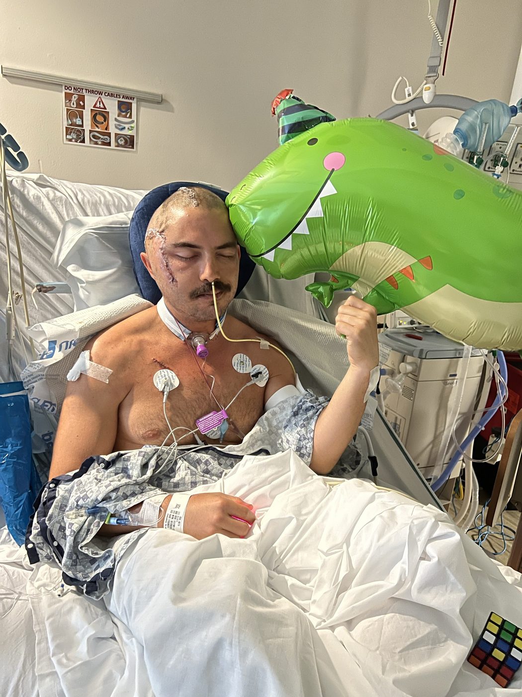 JC La Verde in the hospital after the alligator attack, August 2022
